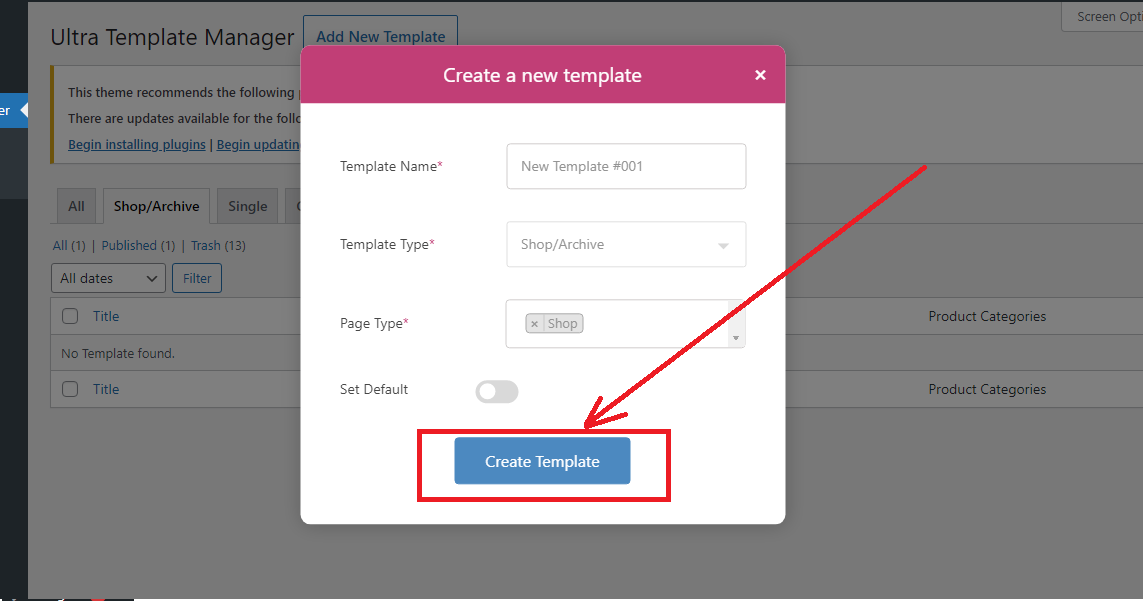 Template builder - Create template
